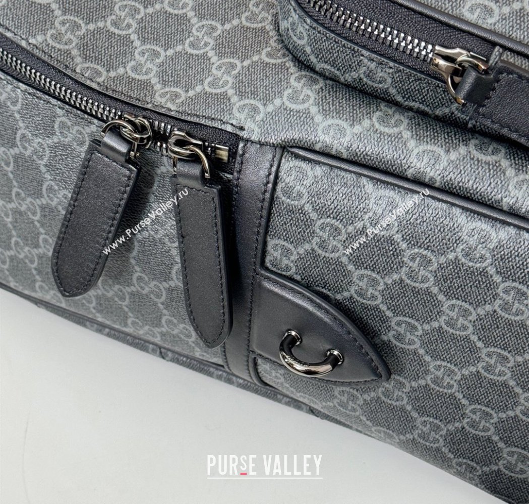 Gucci Mens GG Canvas Emblem Medium Backpack Bag Black 2025 821159 (DLH-250117058)