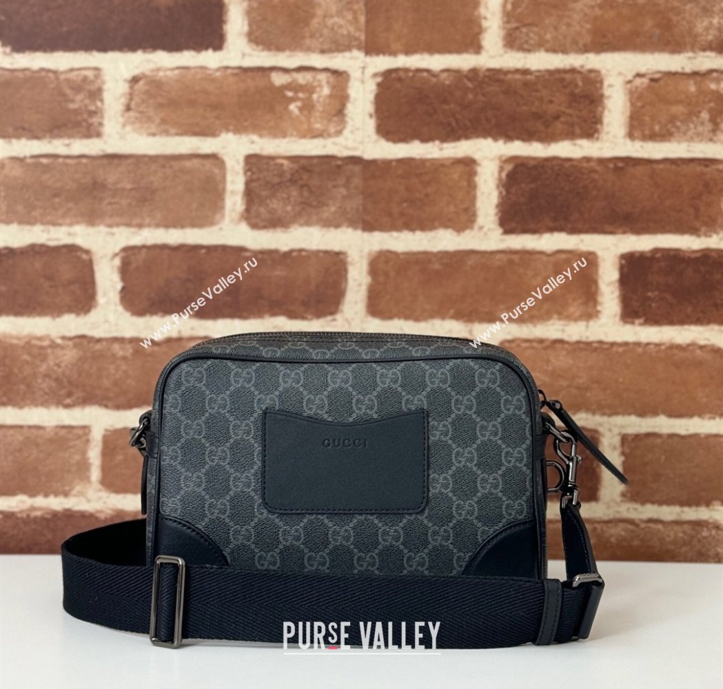 Gucci Mens GG Canvas Emblem Small Crossbody bag Black 2025 821155 (DLH-250117079)