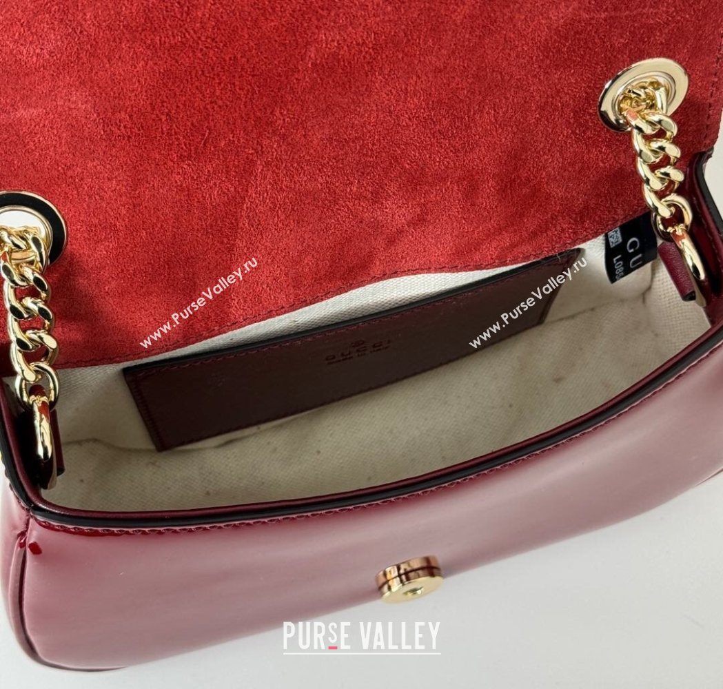 Gucci Blondie Mini Shoulder bag in Patent Leather Red 2025 815711 (DLH-250117083)