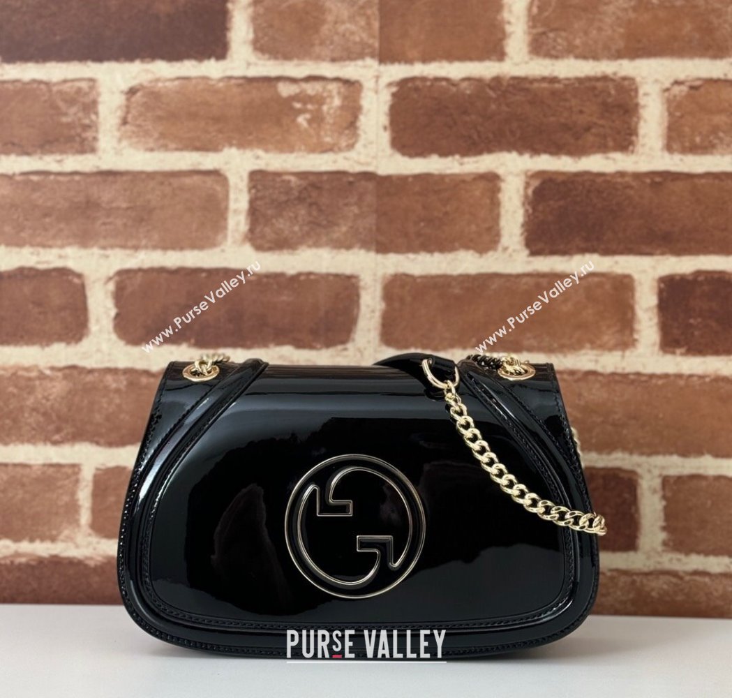 Gucci Blondie Small Shoulder bag in Patent Leather Black 2025 815715 (DLH-250117084)