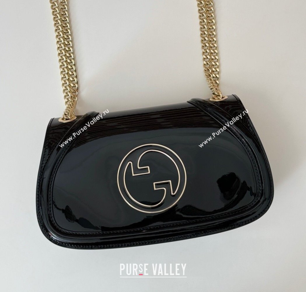 Gucci Blondie Small Shoulder bag in Patent Leather Black 2025 815715 (DLH-250117084)