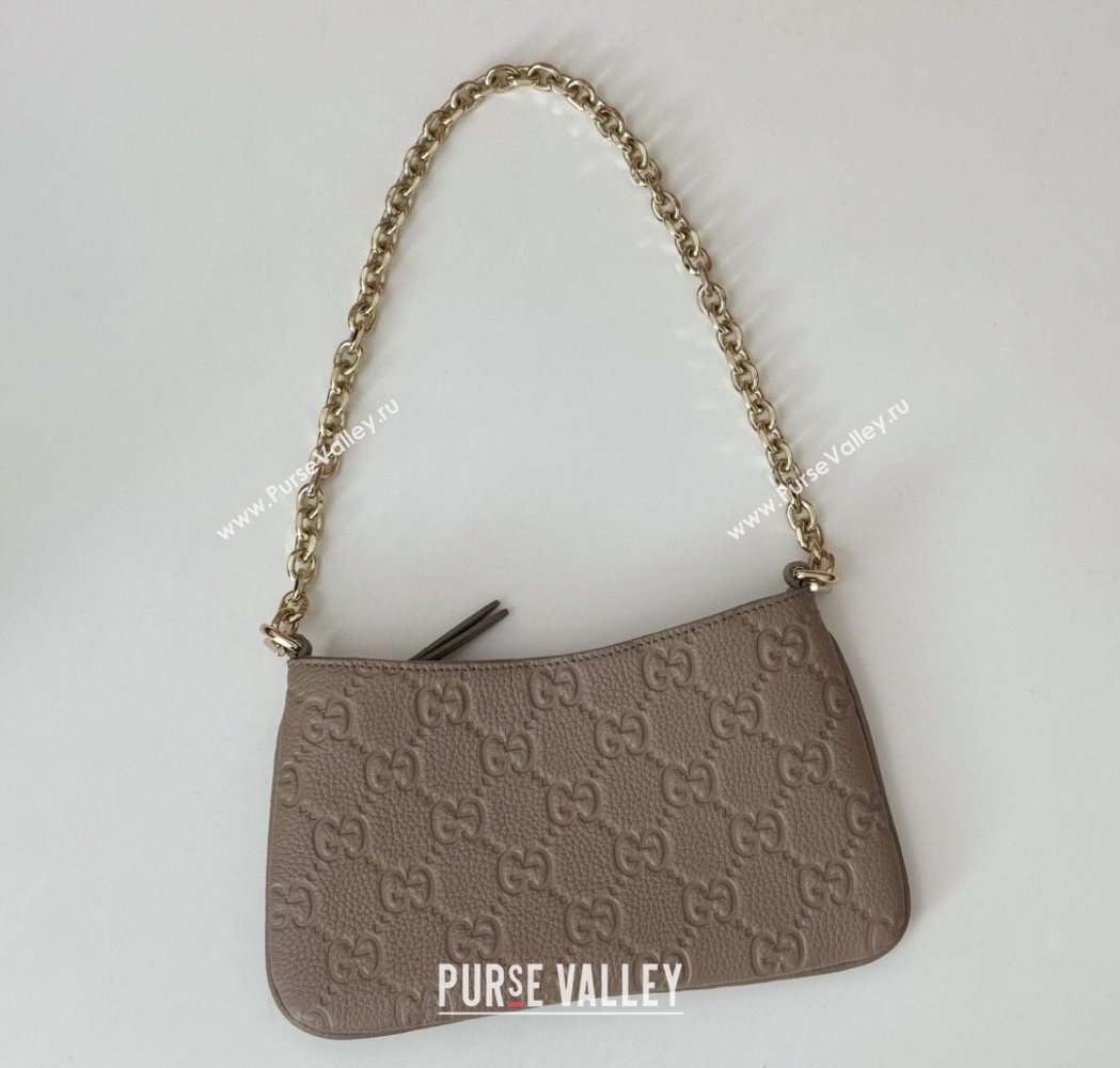 Gucci GG Grainy Leather Emblem Super Mini bag Grey 2025 815278 (DLH-250117059)