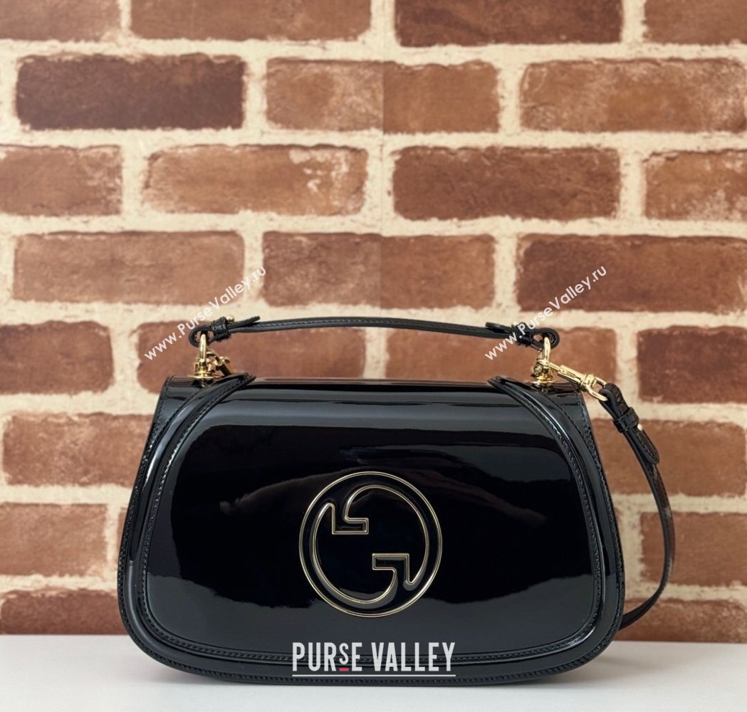 Gucci Blondie Medium Top Handle bag in Patent Leather Black 2025 815719 (DLH-250117086)