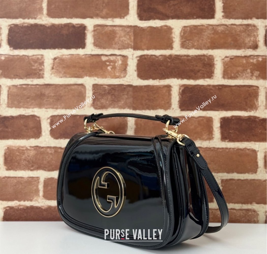 Gucci Blondie Medium Top Handle bag in Patent Leather Black 2025 815719 (DLH-250117086)