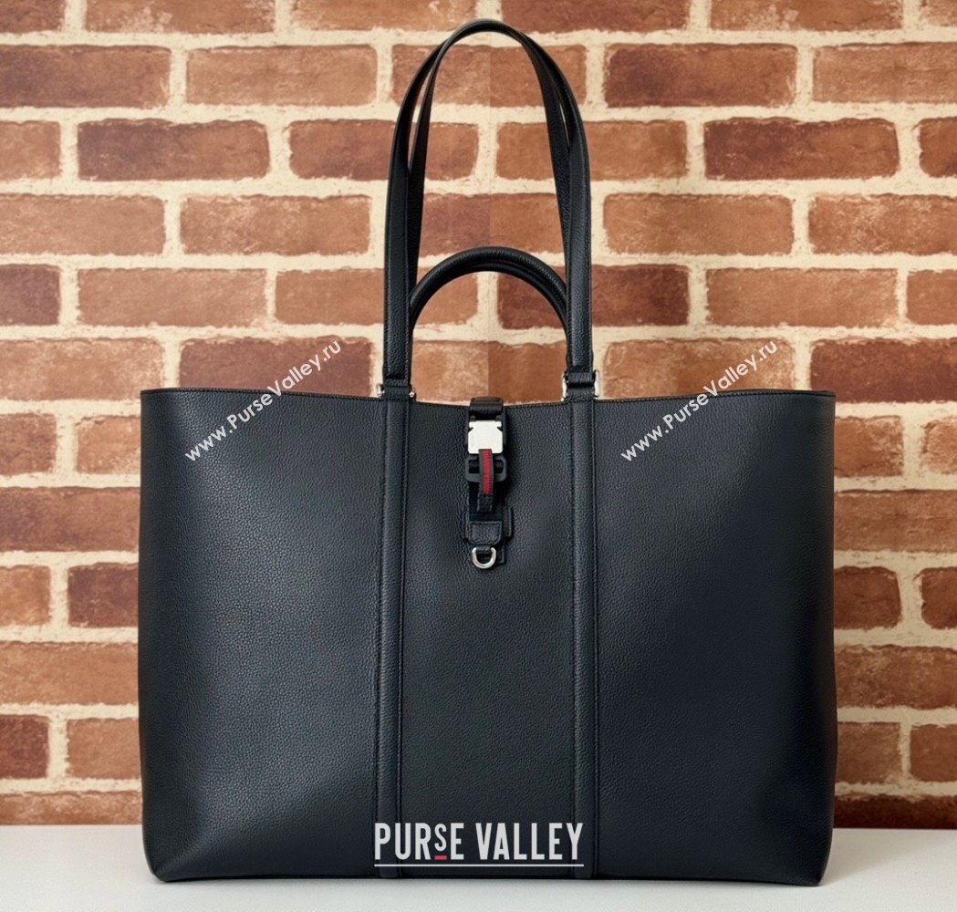 Gucci Mens Leather Large Tote Bag with Web Black 2025 816753 (DLH-250117053)