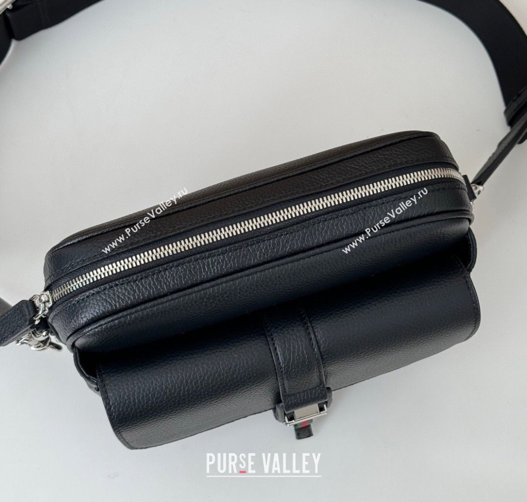 Gucci Mens Leather Small Crossbody Bag with Web Black 2025 816751 (DLH-250117054)