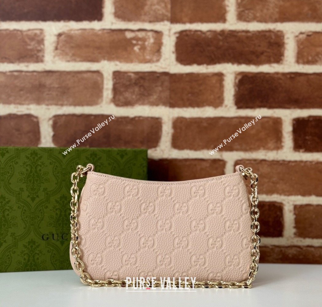 Gucci GG Grainy Leather Emblem Super Mini bag Pink 2025 815278 (DLH-250117061)