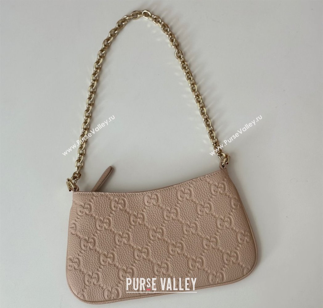Gucci GG Grainy Leather Emblem Super Mini bag Pink 2025 815278 (DLH-250117061)