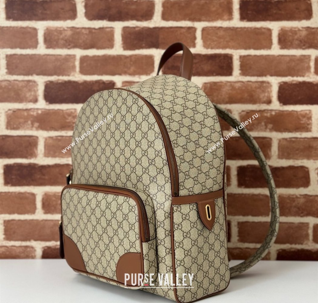 Gucci Mens GG Canvas Emblem Medium Backpack Bag Beige/Brown 2025 821159 (DLH-250117057)