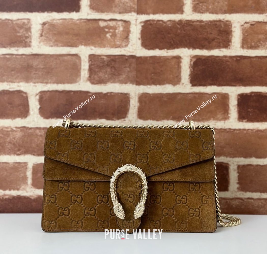 Gucci Dionysus Small Chain Shoulder Bag in GG Suede Brown 2025 818145 (DLH-250117007)
