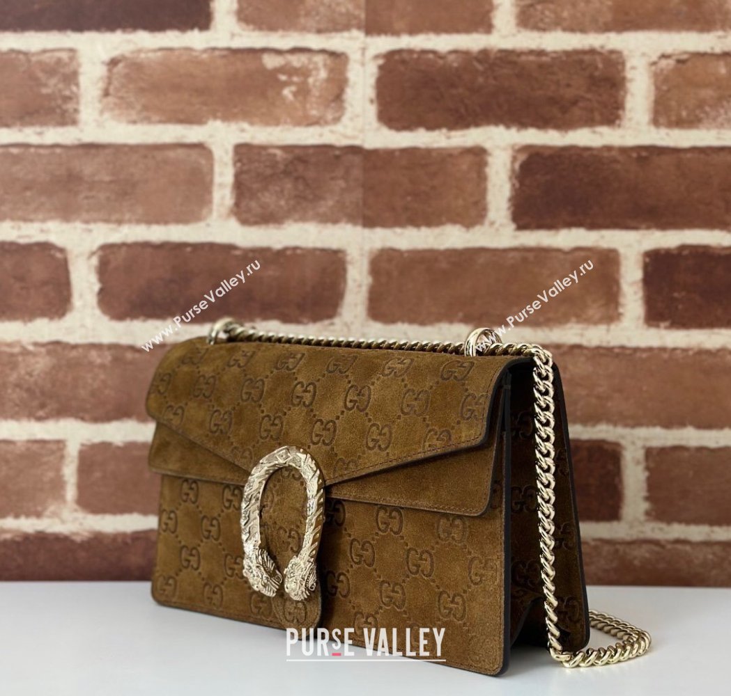 Gucci Dionysus Small Chain Shoulder Bag in GG Suede Brown 2025 818145 (DLH-250117007)
