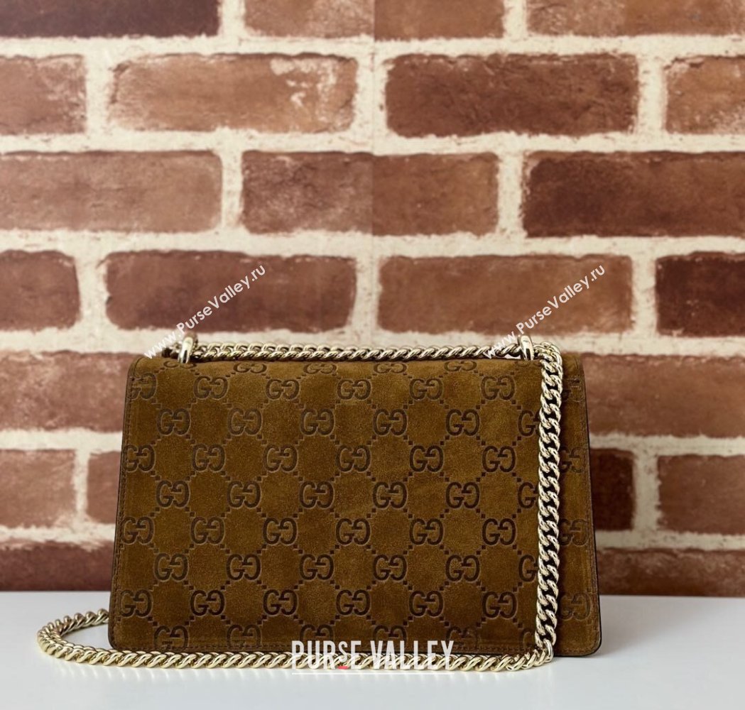 Gucci Dionysus Small Chain Shoulder Bag in GG Suede Brown 2025 818145 (DLH-250117007)