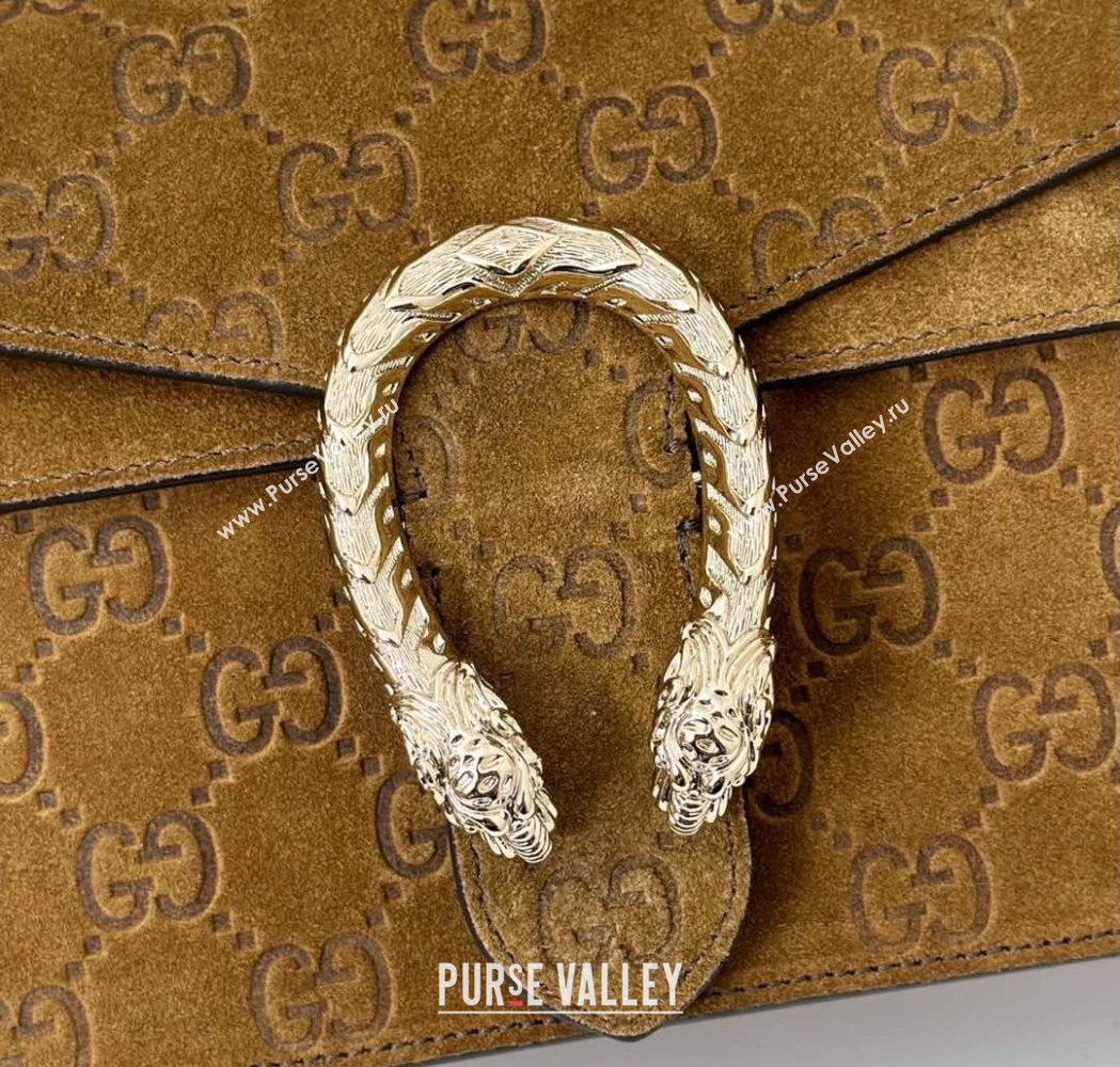 Gucci Dionysus Small Chain Shoulder Bag in GG Suede Brown 2025 818145 (DLH-250117007)
