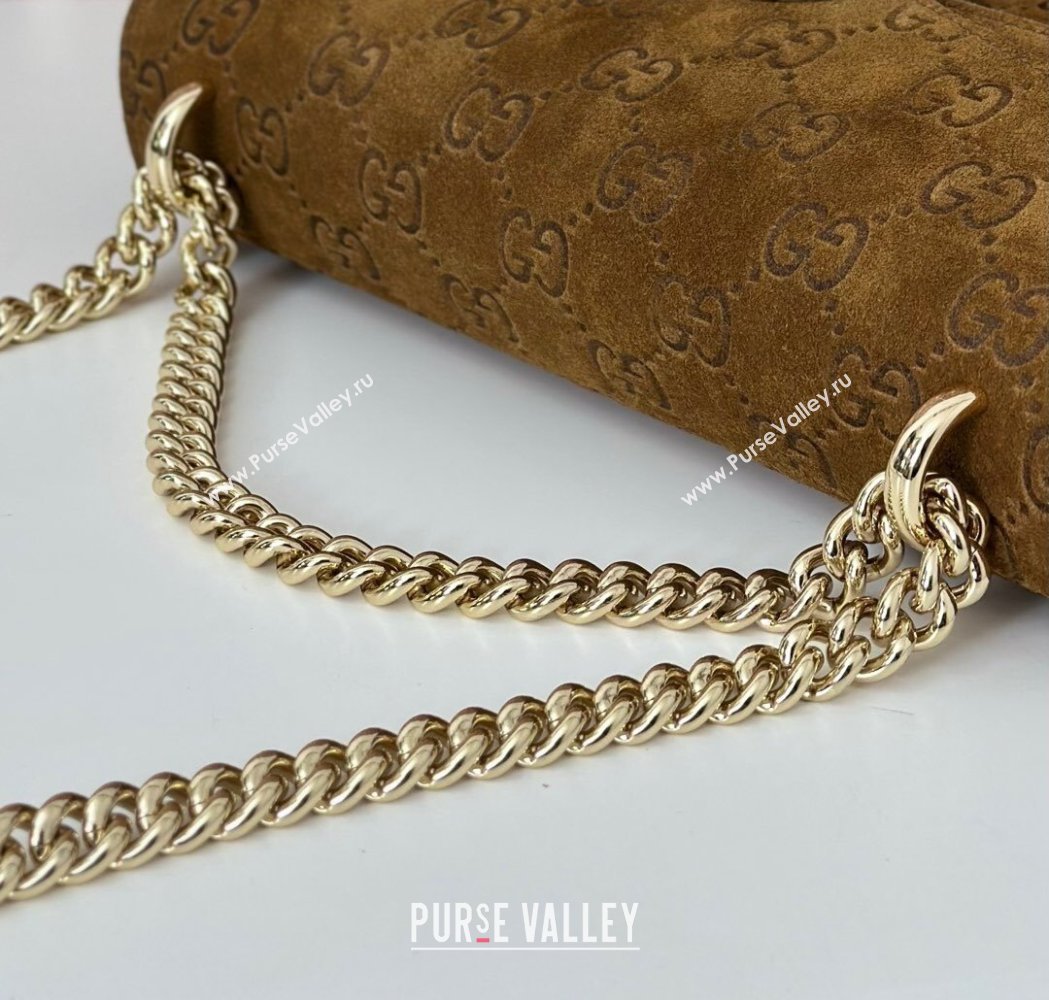 Gucci Dionysus Small Chain Shoulder Bag in GG Suede Brown 2025 818145 (DLH-250117007)