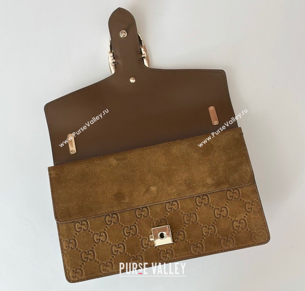Gucci Dionysus Small Chain Shoulder Bag in GG Suede Brown 2025 818145 (DLH-250117007)