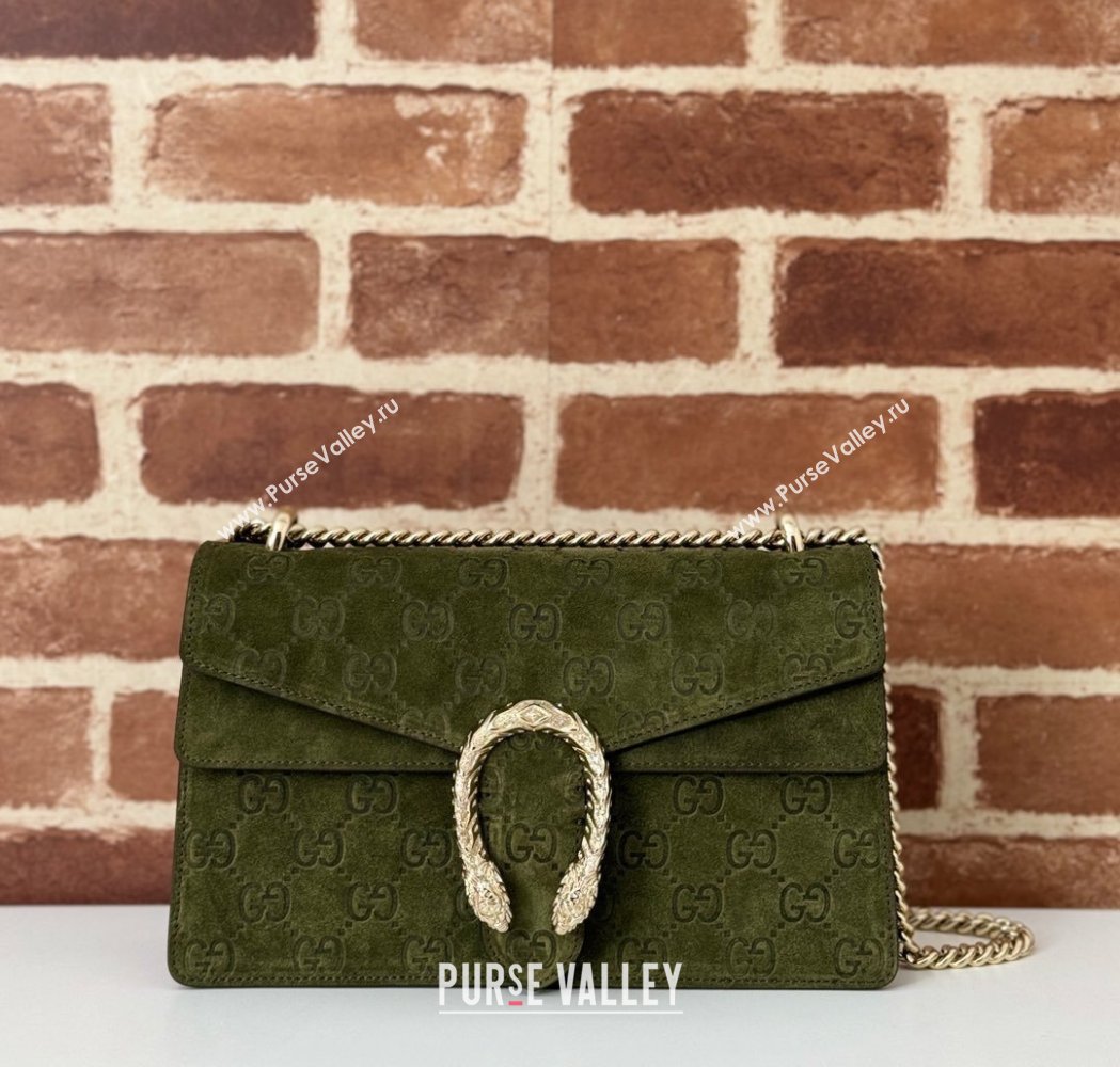 Gucci Dionysus Small Chain Shoulder Bag in GG Suede Green 2025 818145 (DLH-250117008)