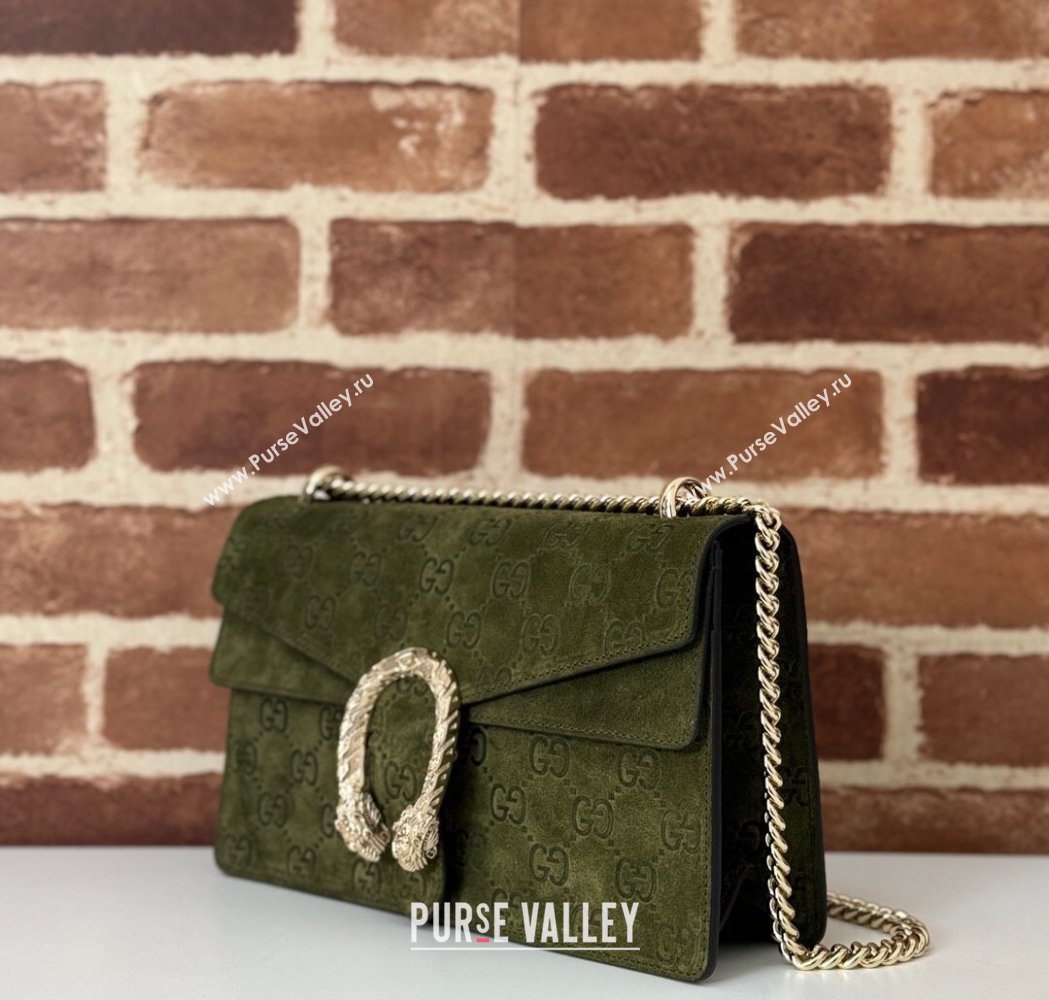 Gucci Dionysus Small Chain Shoulder Bag in GG Suede Green 2025 818145 (DLH-250117008)