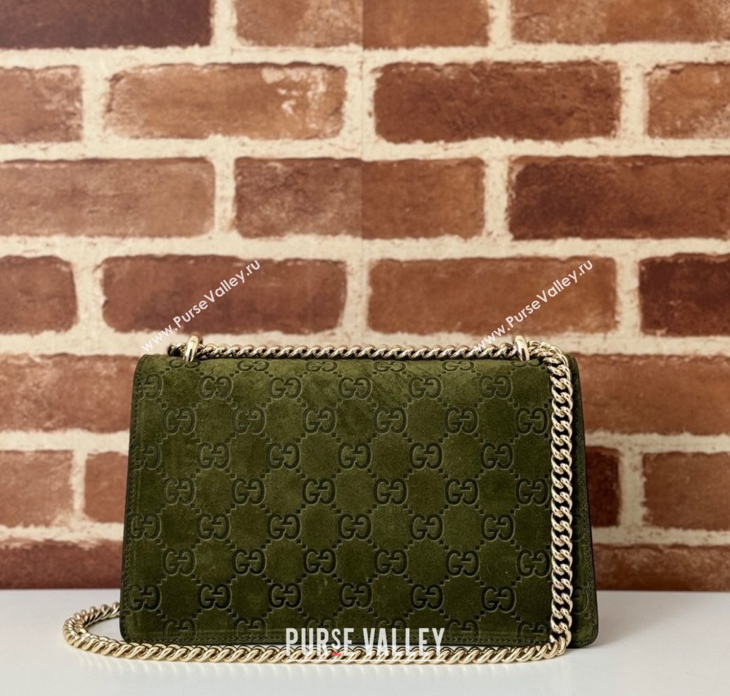 Gucci Dionysus Small Chain Shoulder Bag in GG Suede Green 2025 818145 (DLH-250117008)