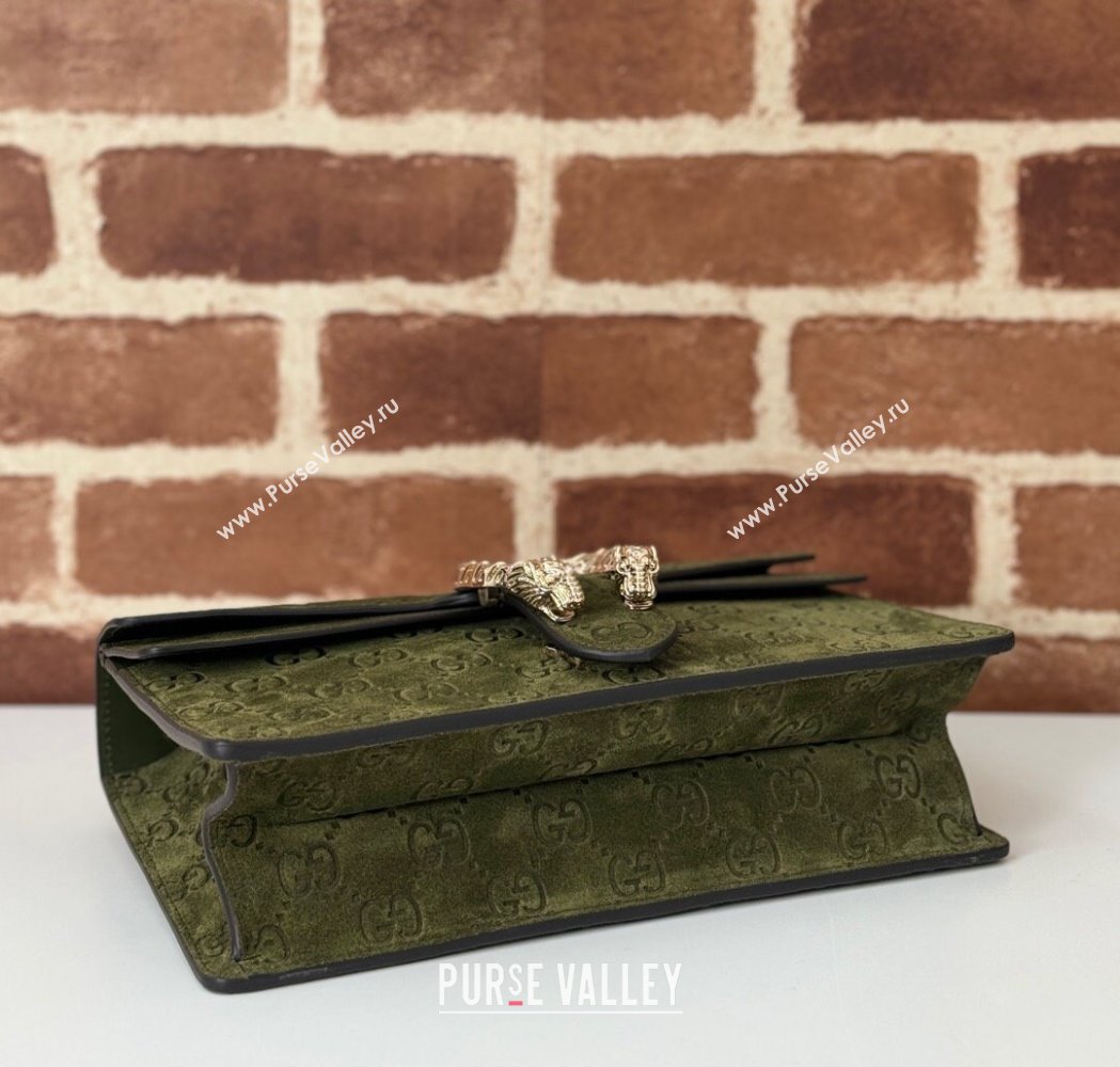 Gucci Dionysus Small Chain Shoulder Bag in GG Suede Green 2025 818145 (DLH-250117008)