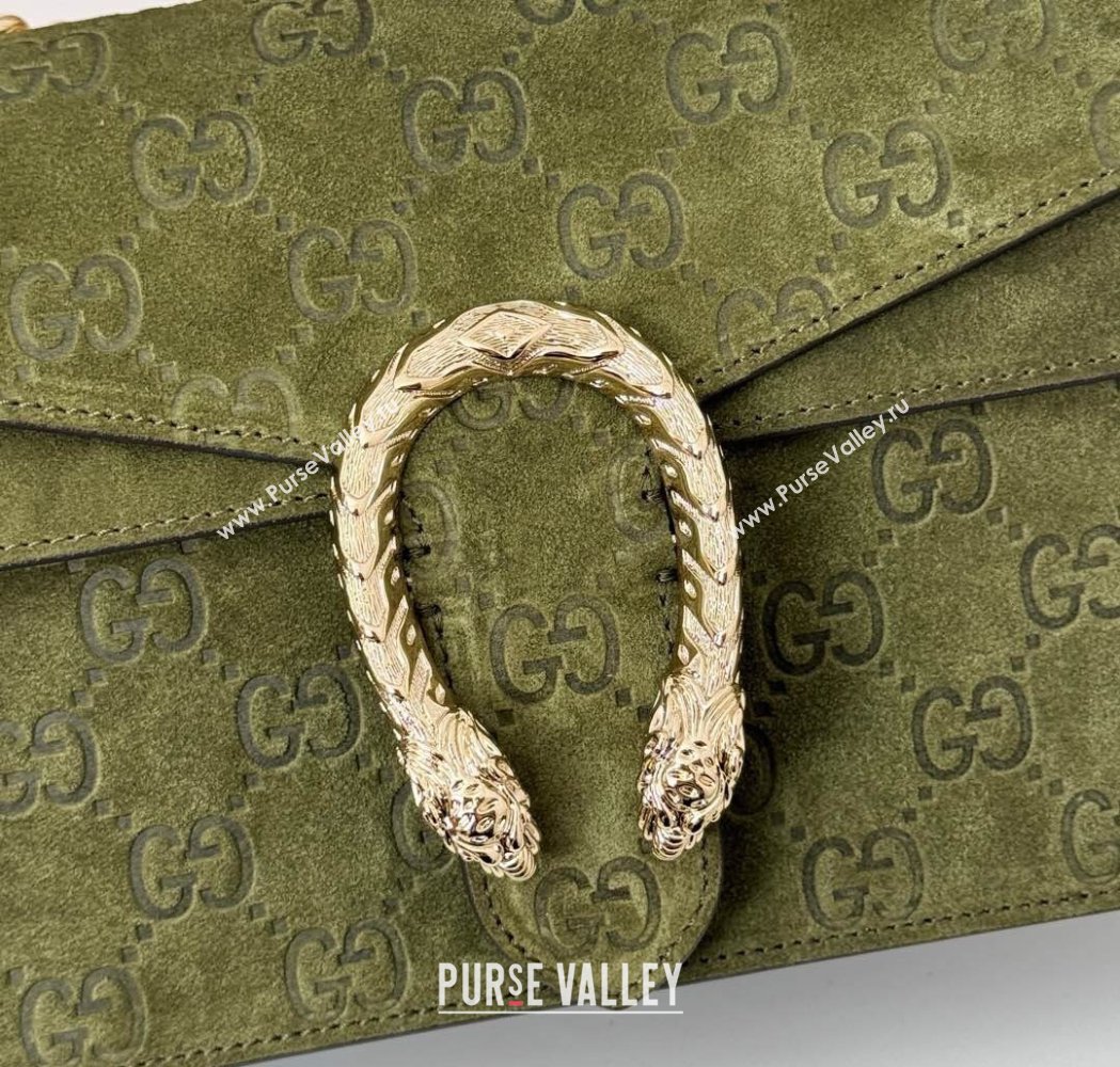 Gucci Dionysus Small Chain Shoulder Bag in GG Suede Green 2025 818145 (DLH-250117008)