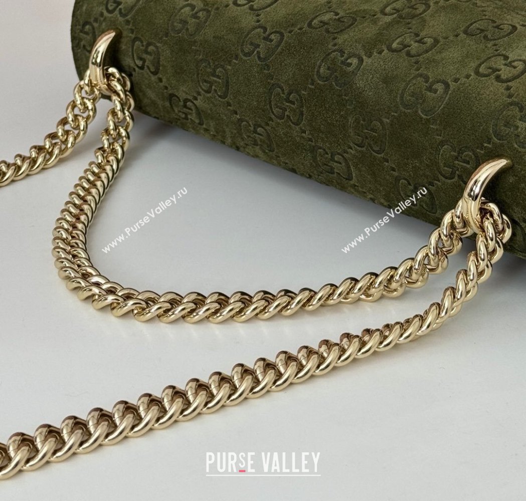 Gucci Dionysus Small Chain Shoulder Bag in GG Suede Green 2025 818145 (DLH-250117008)
