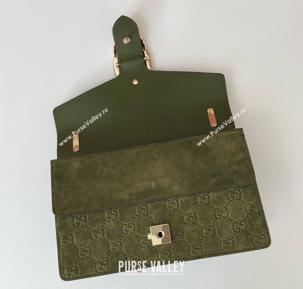 Gucci Dionysus Small Chain Shoulder Bag in GG Suede Green 2025 818145 (DLH-250117008)