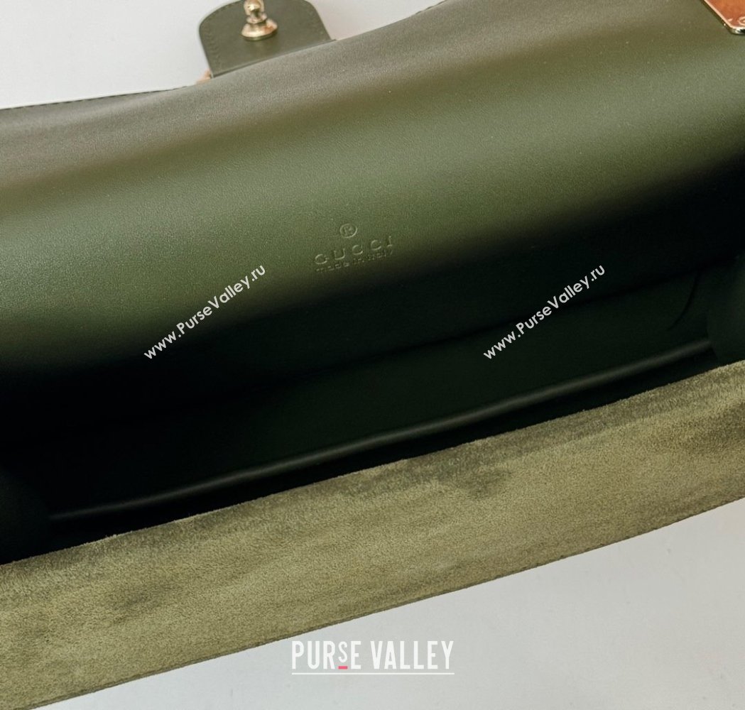 Gucci Dionysus Small Chain Shoulder Bag in GG Suede Green 2025 818145 (DLH-250117008)