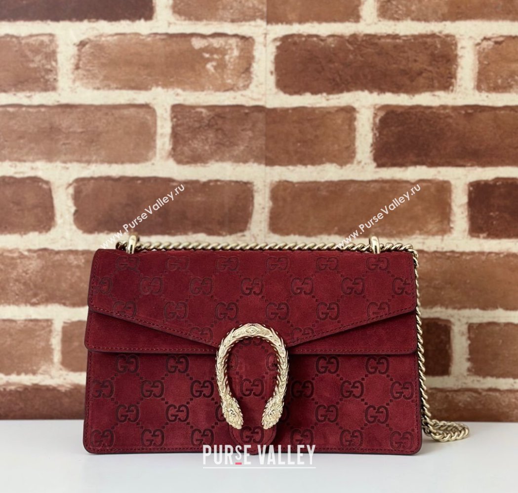 Gucci Dionysus Small Chain Shoulder Bag in GG Suede Red 2025 818145 (DLH-250117009)
