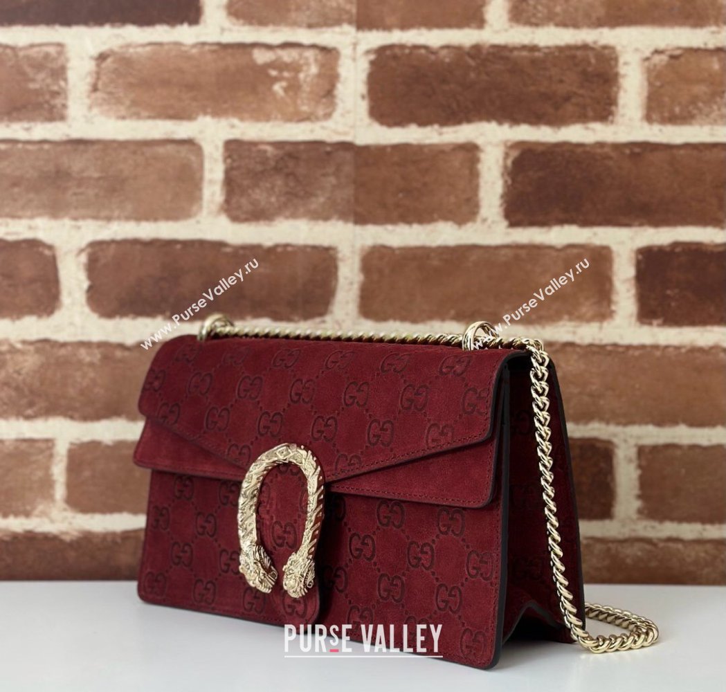 Gucci Dionysus Small Chain Shoulder Bag in GG Suede Red 2025 818145 (DLH-250117009)