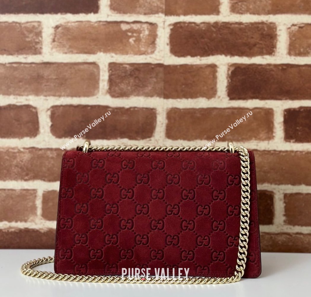 Gucci Dionysus Small Chain Shoulder Bag in GG Suede Red 2025 818145 (DLH-250117009)