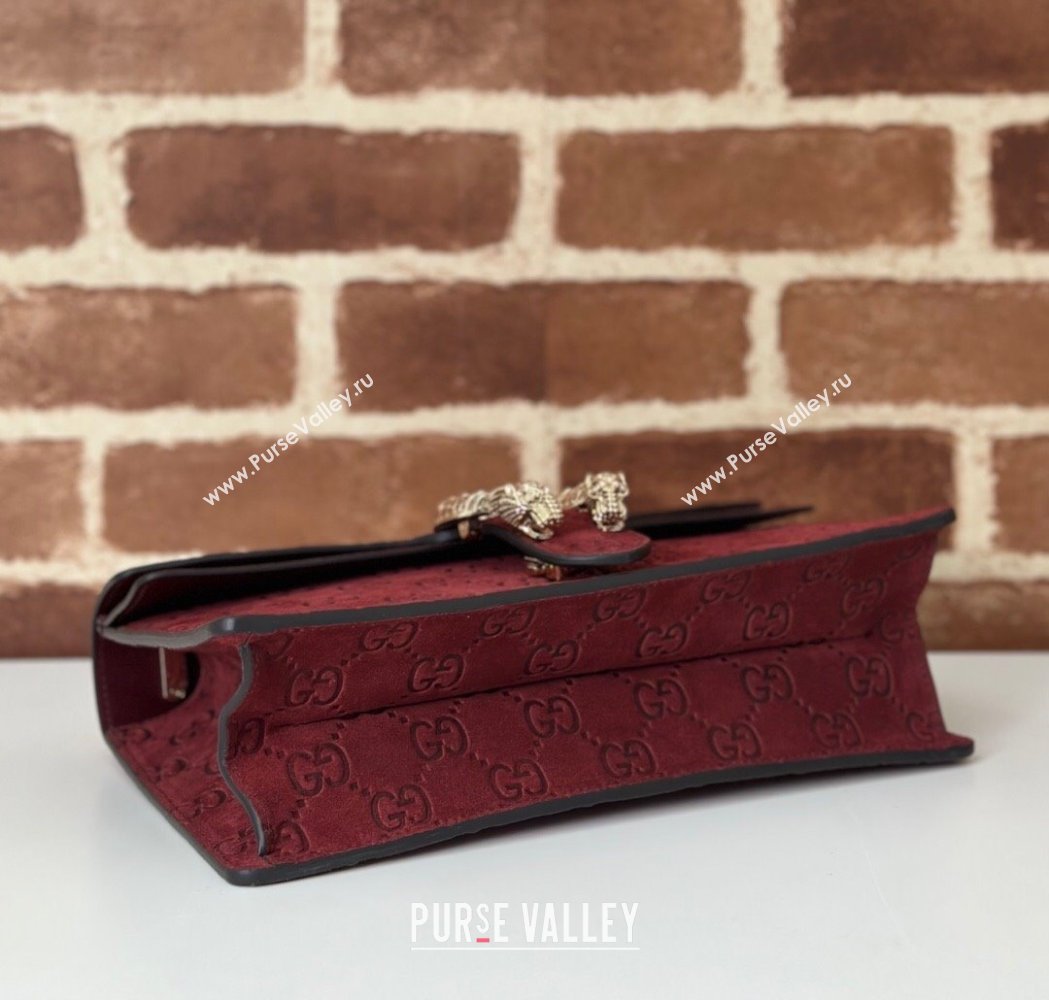 Gucci Dionysus Small Chain Shoulder Bag in GG Suede Red 2025 818145 (DLH-250117009)