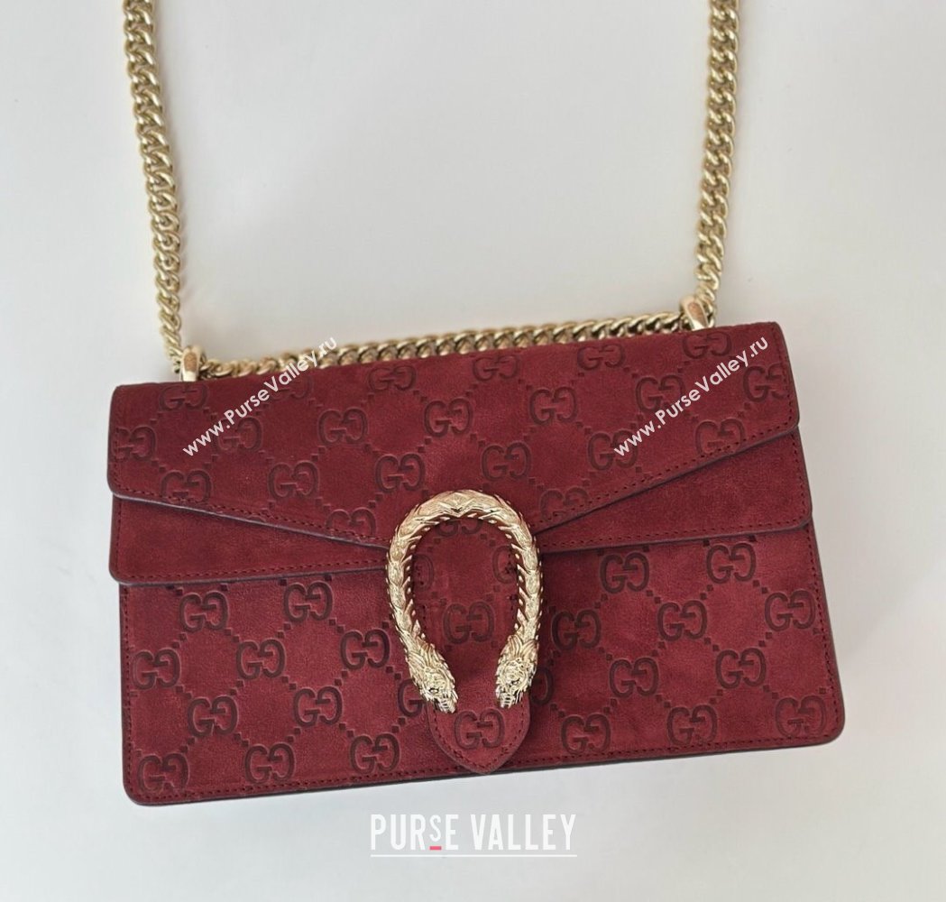 Gucci Dionysus Small Chain Shoulder Bag in GG Suede Red 2025 818145 (DLH-250117009)