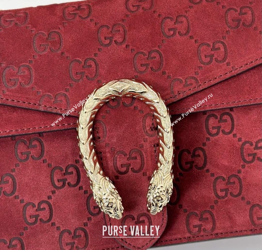 Gucci Dionysus Small Chain Shoulder Bag in GG Suede Red 2025 818145 (DLH-250117009)