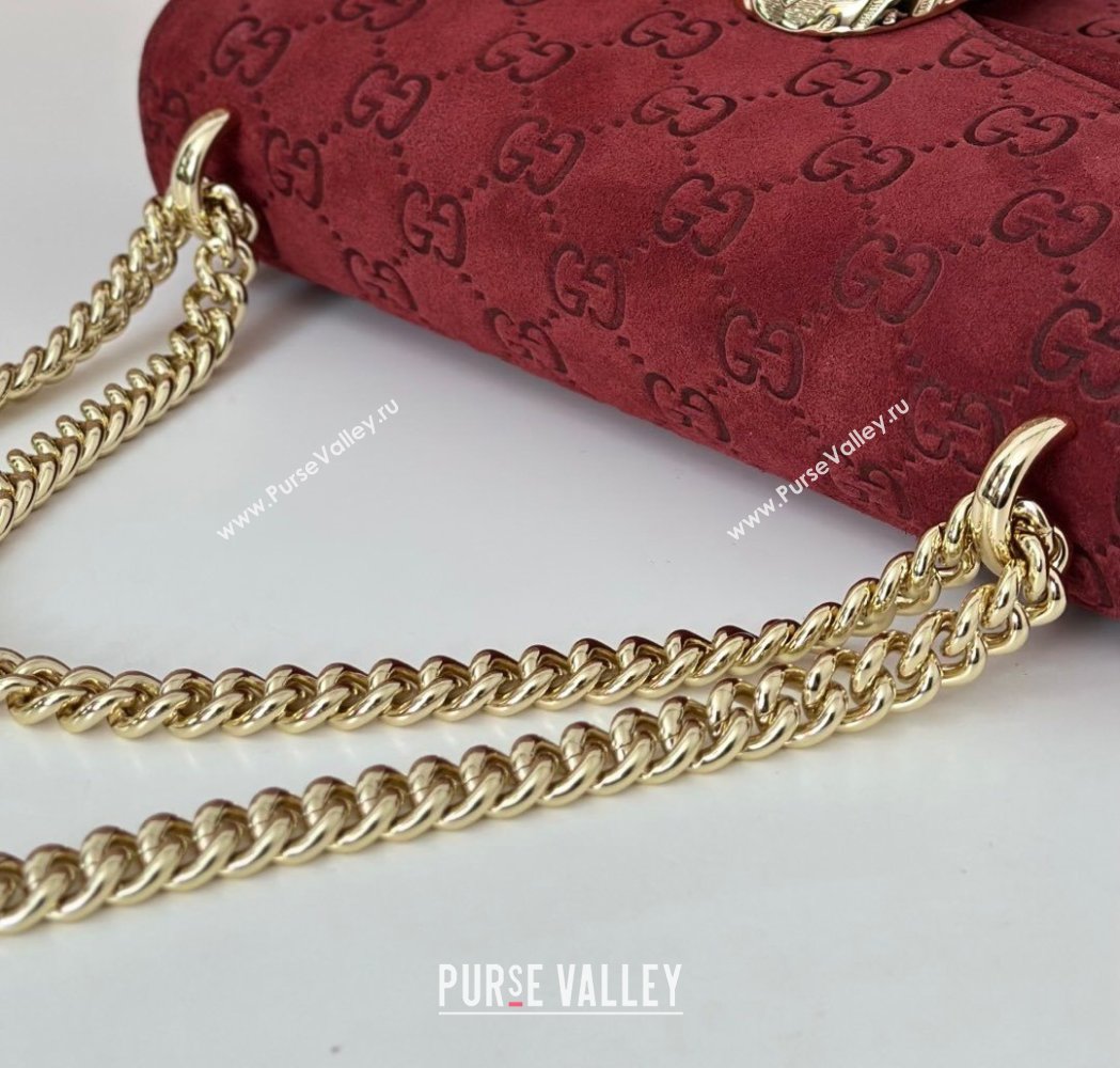 Gucci Dionysus Small Chain Shoulder Bag in GG Suede Red 2025 818145 (DLH-250117009)