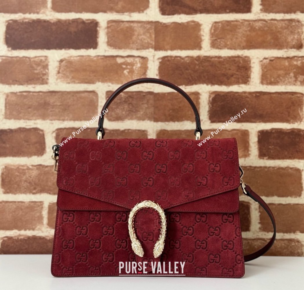 Gucci Dionysus Small Top Handle Bag in GG Suede Red 2025 813399 (DLH-250117011)
