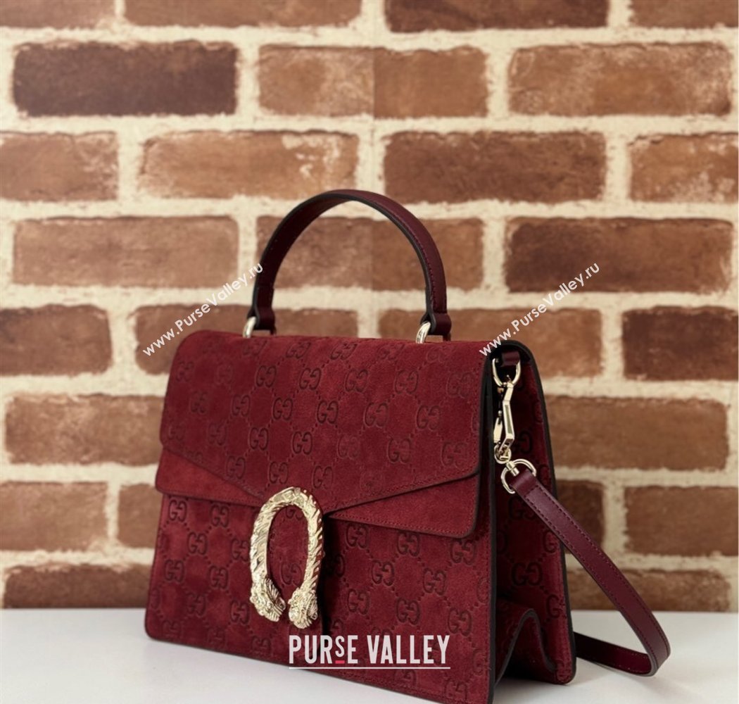 Gucci Dionysus Small Top Handle Bag in GG Suede Red 2025 813399 (DLH-250117011)