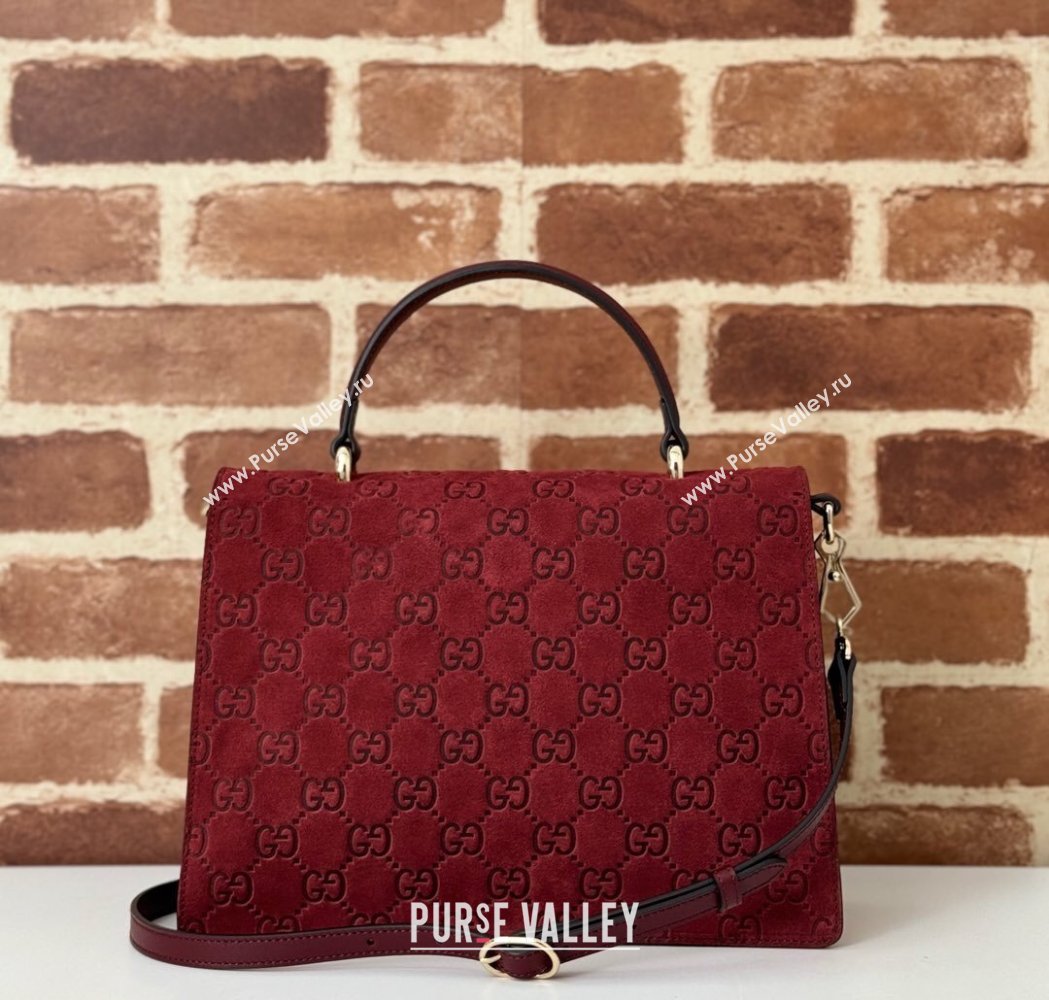 Gucci Dionysus Small Top Handle Bag in GG Suede Red 2025 813399 (DLH-250117011)