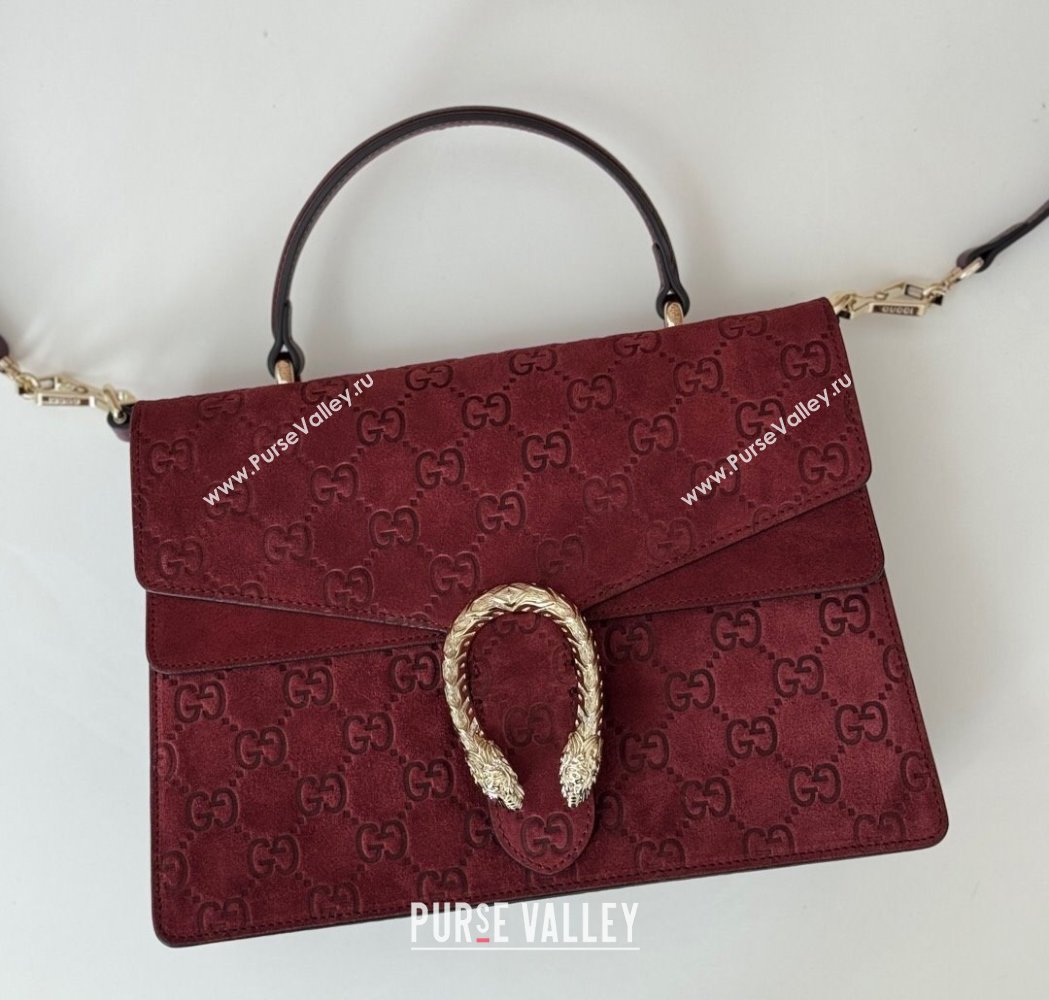 Gucci Dionysus Small Top Handle Bag in GG Suede Red 2025 813399 (DLH-250117011)