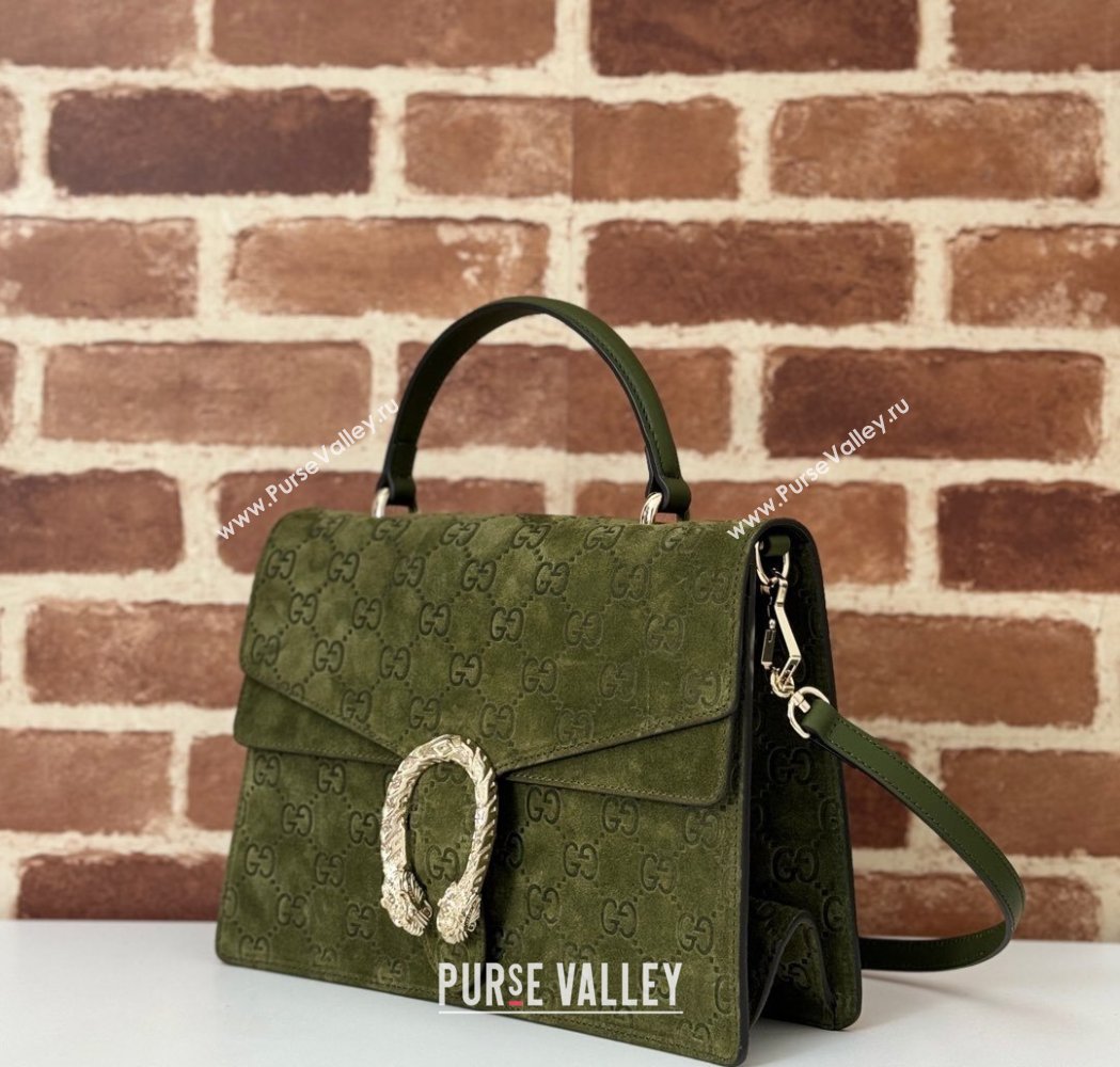 Gucci Dionysus Small Top Handle Bag in GG Suede Green 2025 813399 (DLH-250117012)