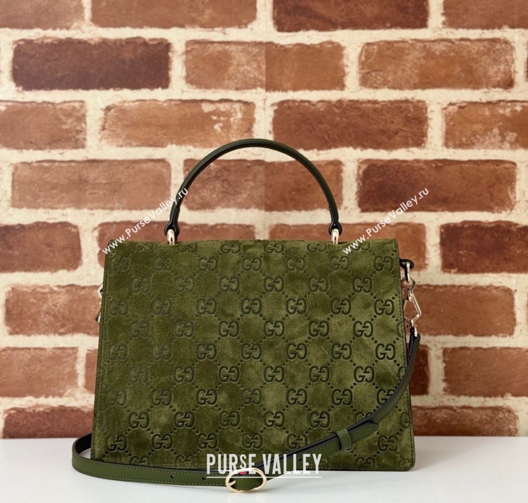 Gucci Dionysus Small Top Handle Bag in GG Suede Green 2025 813399 (DLH-250117012)