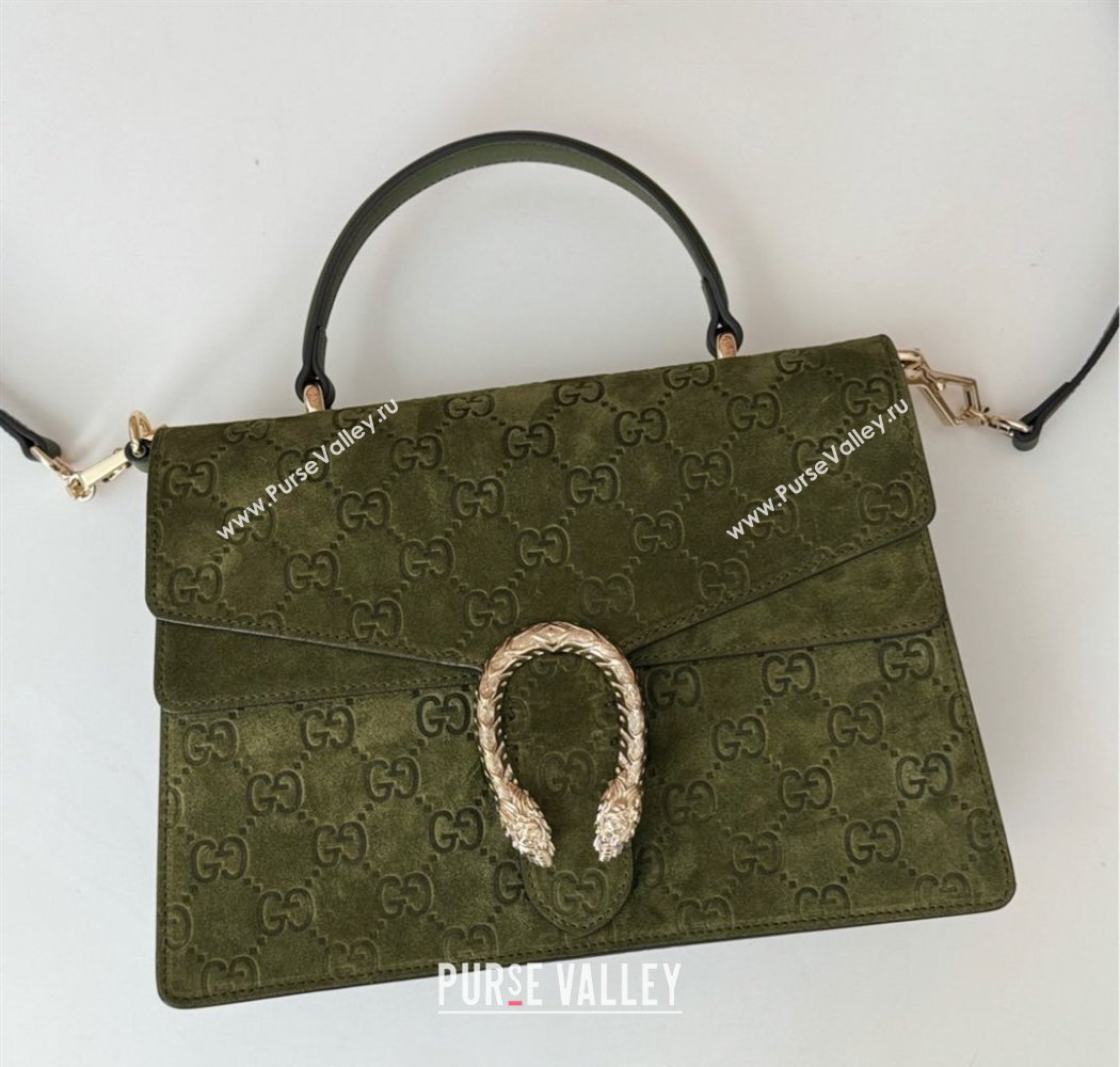 Gucci Dionysus Small Top Handle Bag in GG Suede Green 2025 813399 (DLH-250117012)