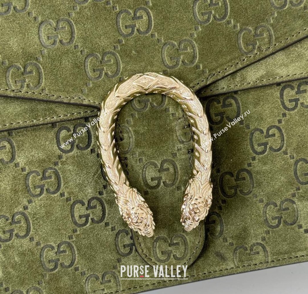 Gucci Dionysus Small Top Handle Bag in GG Suede Green 2025 813399 (DLH-250117012)