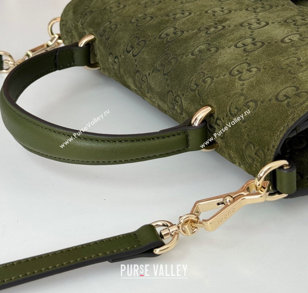 Gucci Dionysus Small Top Handle Bag in GG Suede Green 2025 813399 (DLH-250117012)