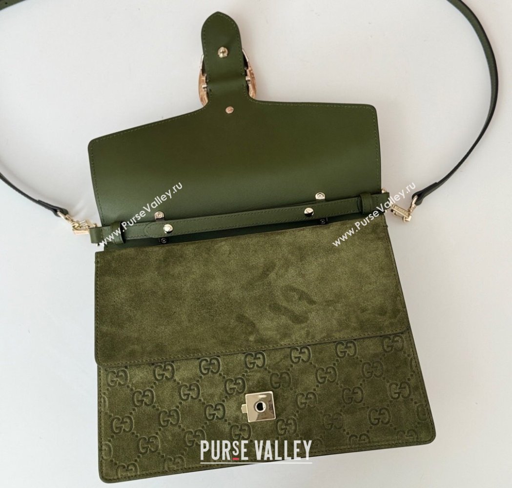 Gucci Dionysus Small Top Handle Bag in GG Suede Green 2025 813399 (DLH-250117012)