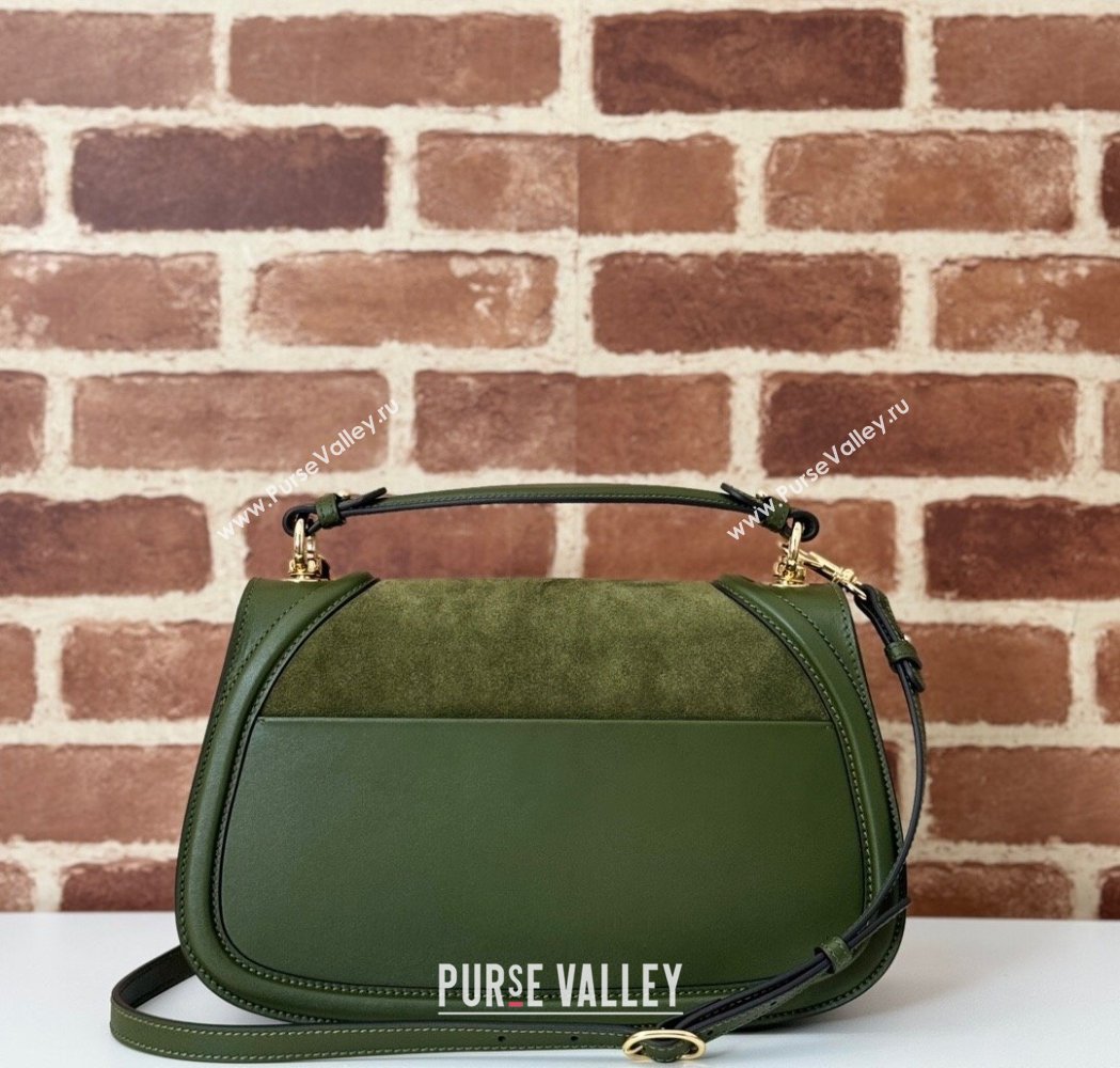Gucci Blondie Suede Medium Top Handle Bag 815719 Green 2024 (DLH-250117089)