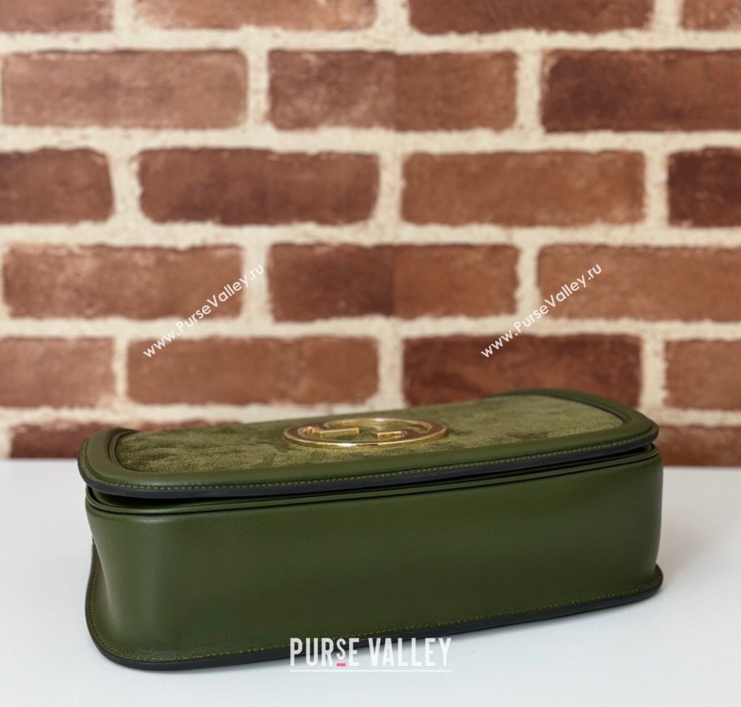 Gucci Blondie Suede Medium Top Handle Bag 815719 Green 2024 (DLH-250117089)