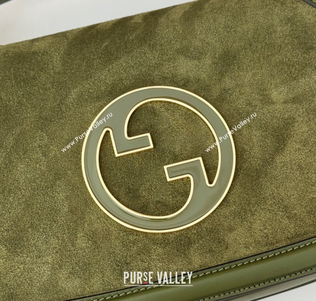 Gucci Blondie Suede Medium Top Handle Bag 815719 Green 2024 (DLH-250117089)