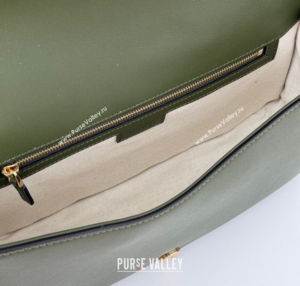 Gucci Blondie Suede Medium Top Handle Bag 815719 Green 2024 (DLH-250117089)