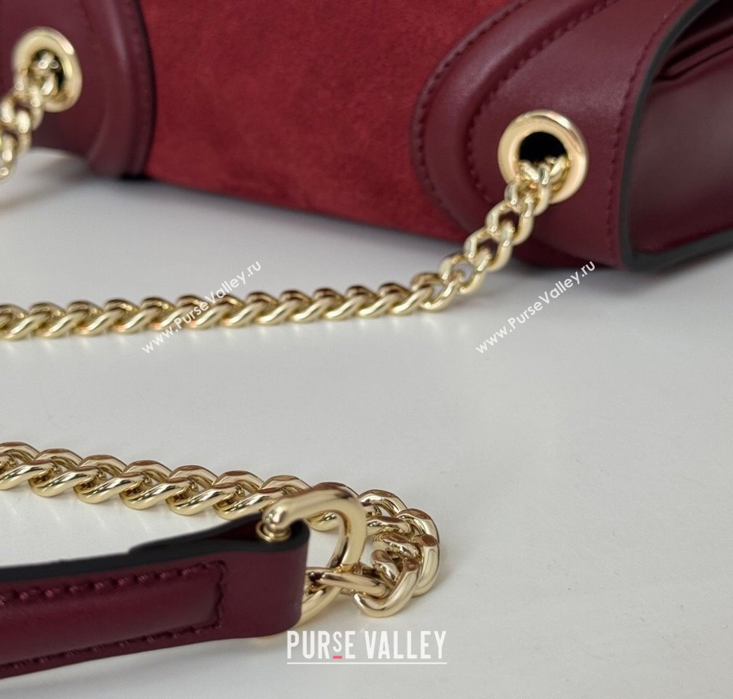 Gucci Blondie Mini Shoulder Bag in Suede Burgundy 2024 815711 (DLH-250117097)