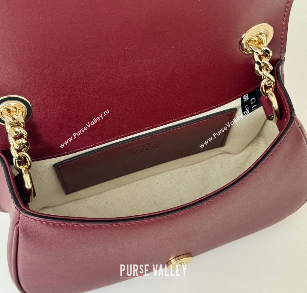 Gucci Blondie Mini Shoulder Bag in Suede Burgundy 2024 815711 (DLH-250117097)